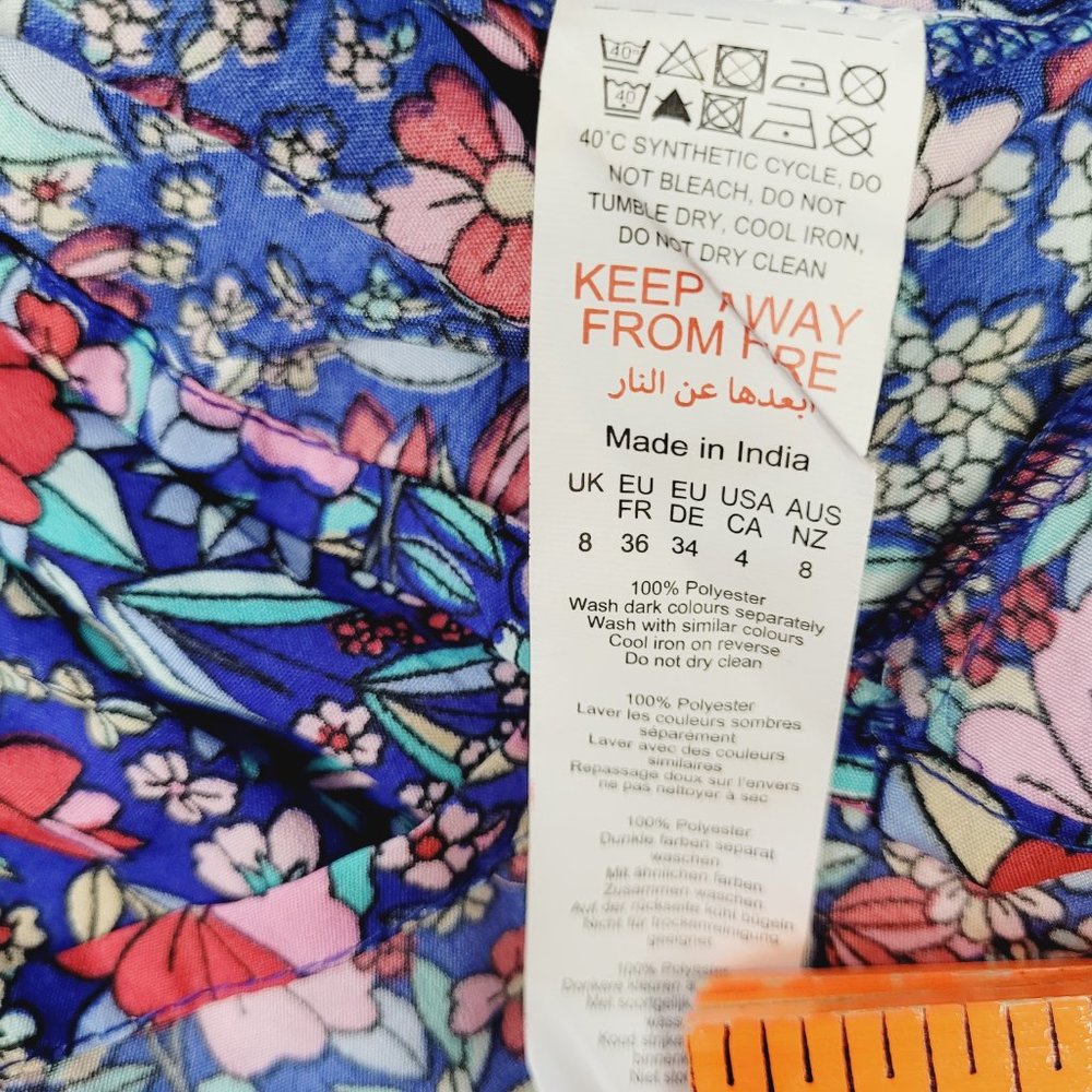 Boohoo Tiered Open Back Maxi Madaxi Dress Floral Size 8 Puff Sleeves Round Neck - Picture 10 of 14